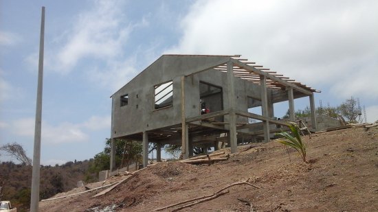 Bamboo rafters in place